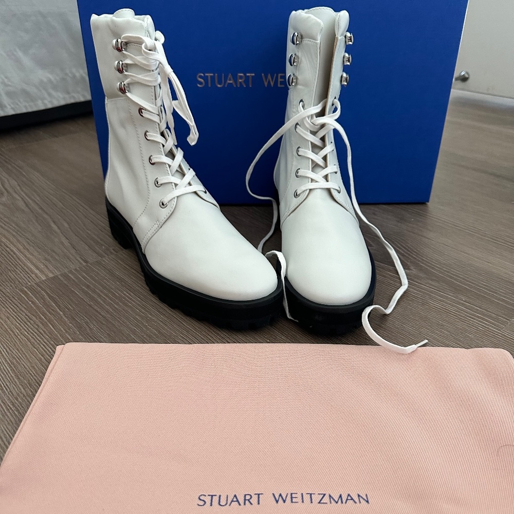 Never Worn: Stuart Weitzman Pearly Combat Boots